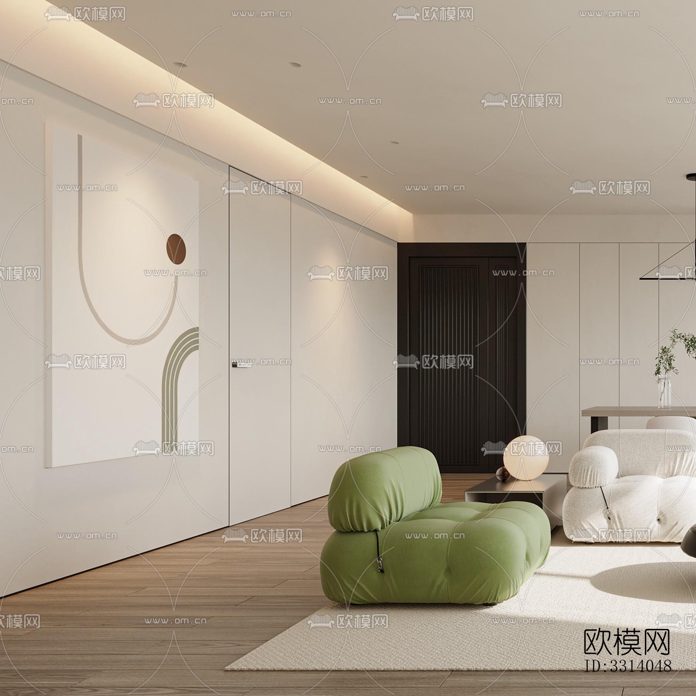 现代客餐厅效果图下载（渲染图4）