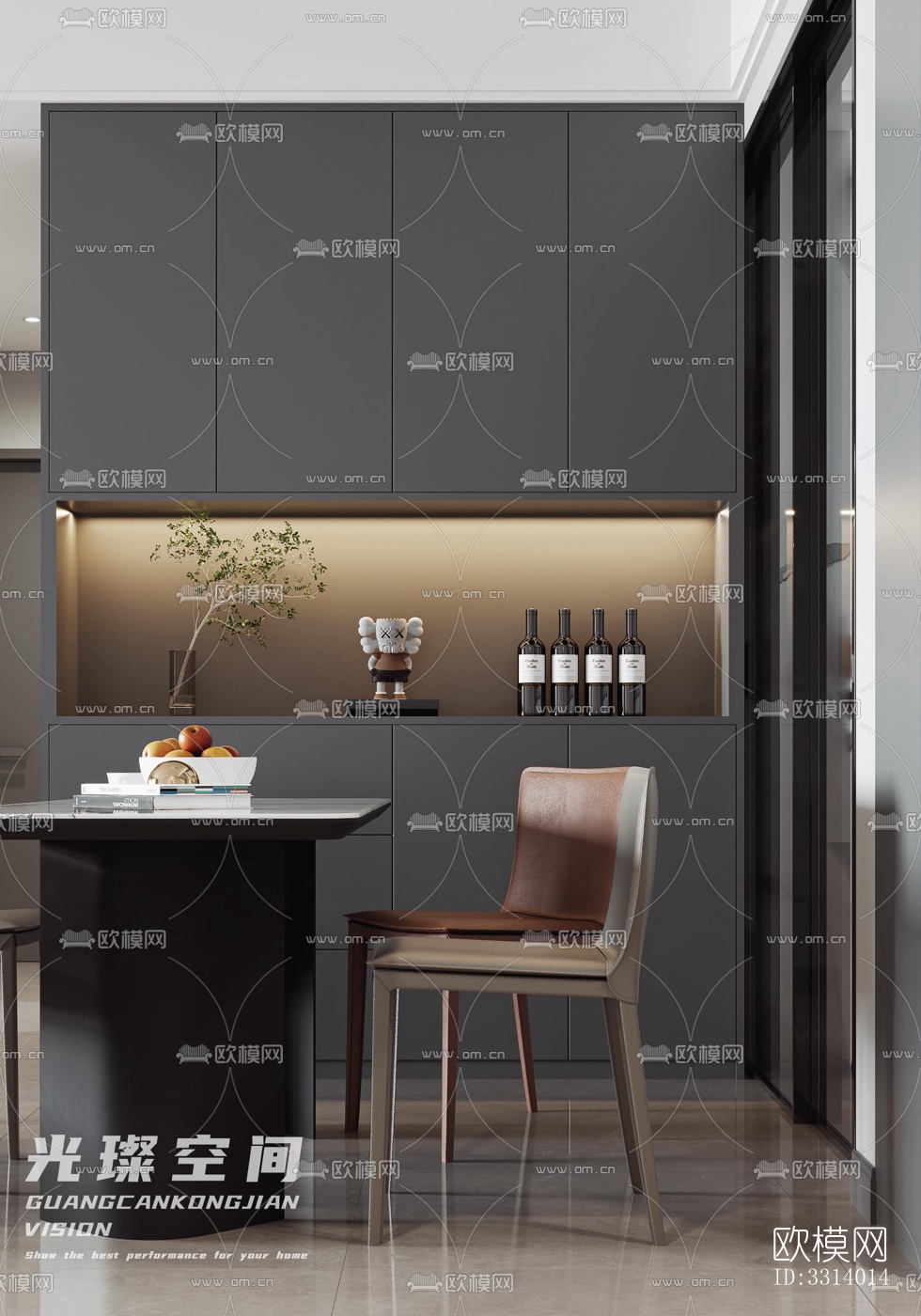 现代客餐厅效果图下载（渲染图7）