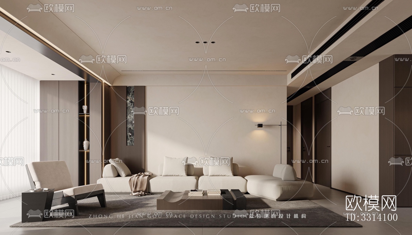 现代客餐厅效果图下载（渲染图5）