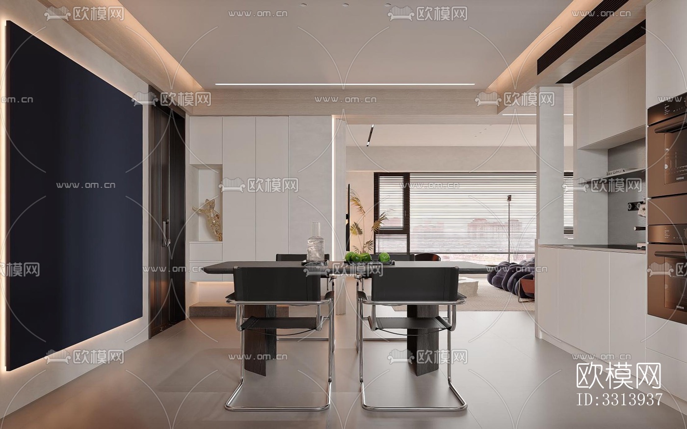 现代客餐厅效果图下载（渲染图2）