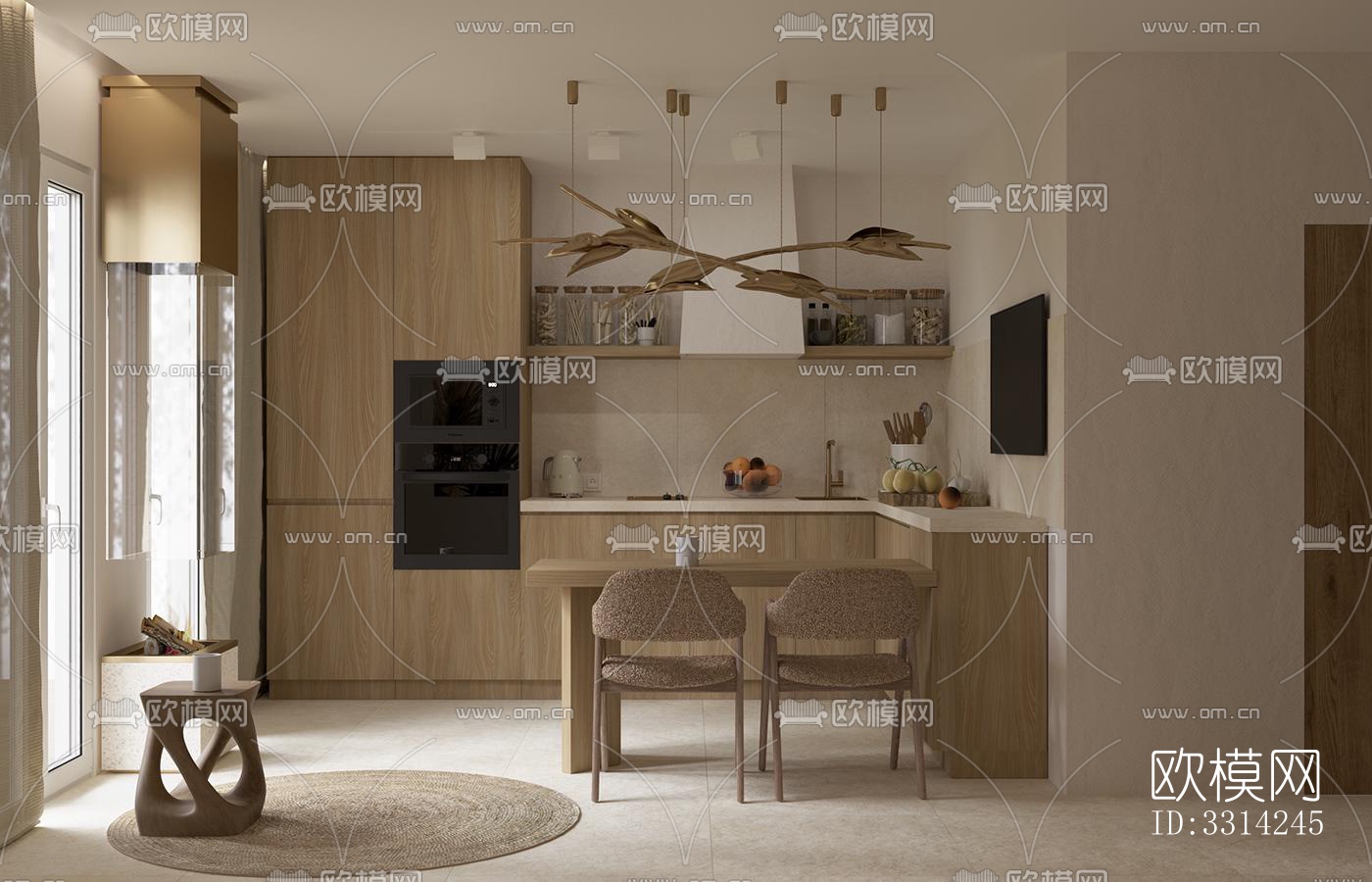 现代客餐厅效果图下载（渲染图6）