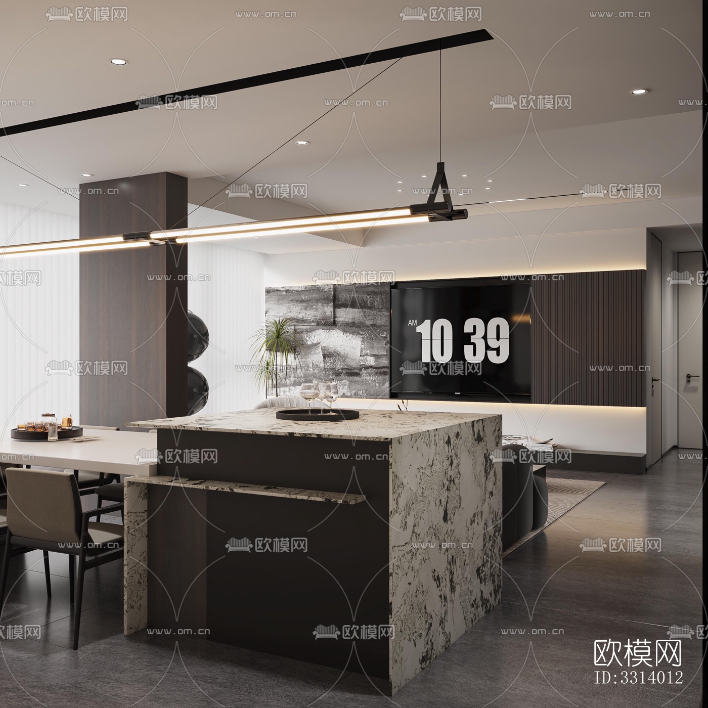 现代客餐厅效果图下载（渲染图13）