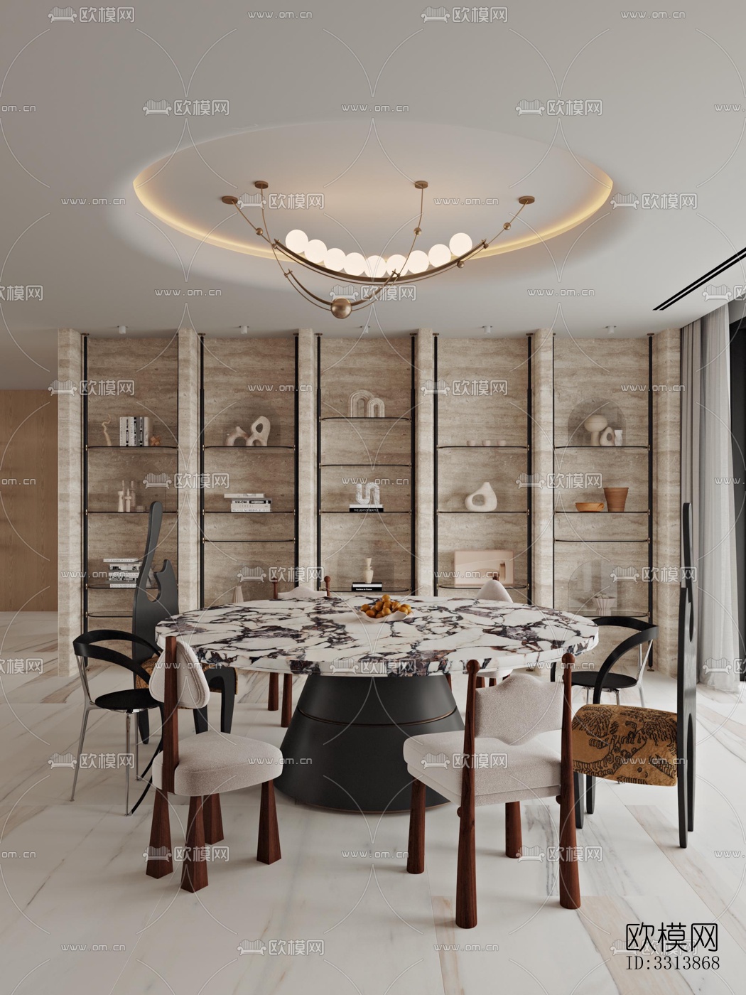 现代客餐厅效果图下载（渲染图5）