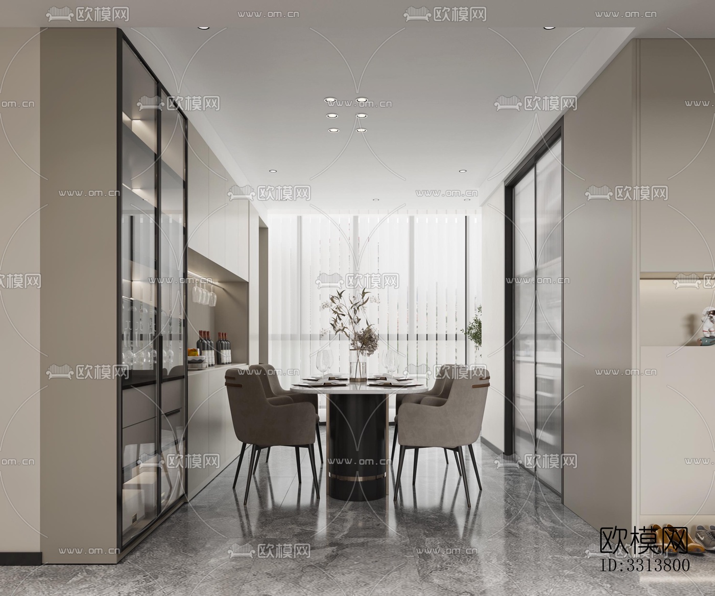 现代客餐厅效果图下载（渲染图2）
