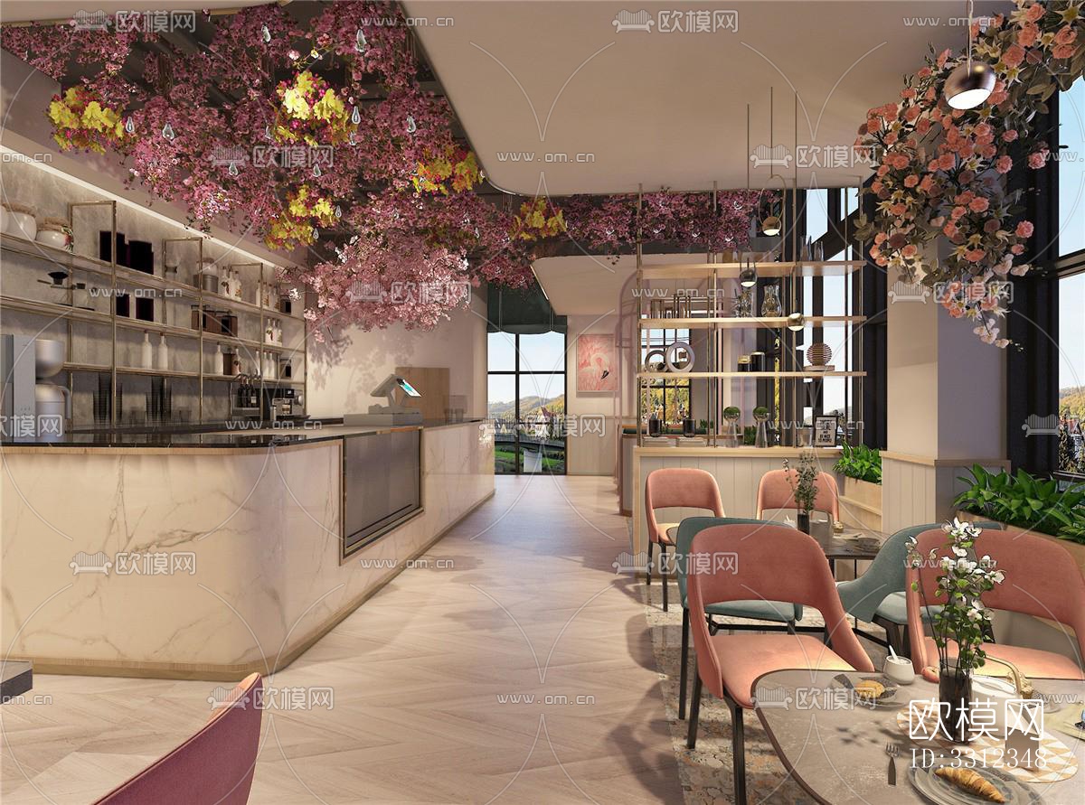现代西餐厅效果图下载（渲染图2）