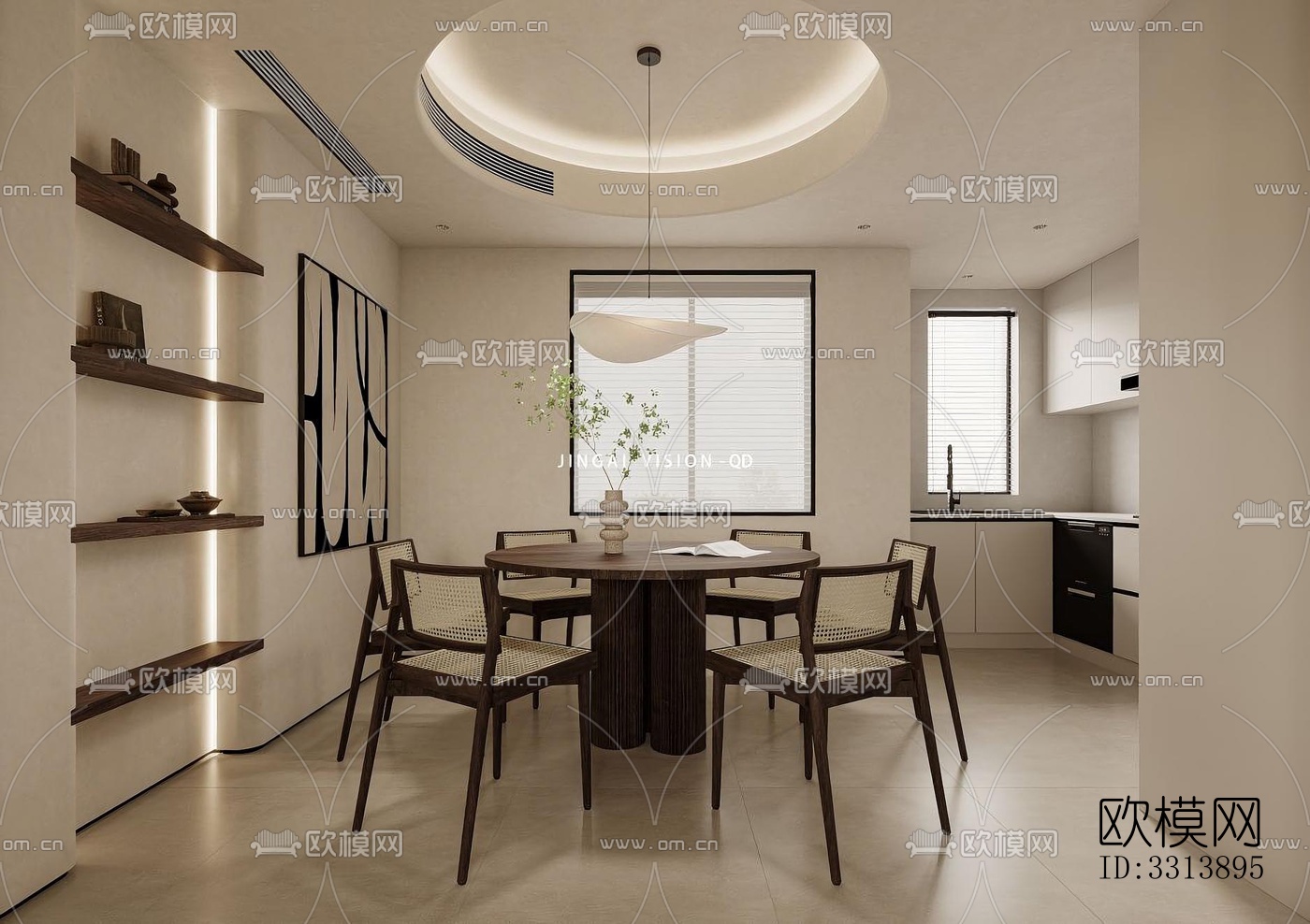 现代客餐厅效果图下载（渲染图10）