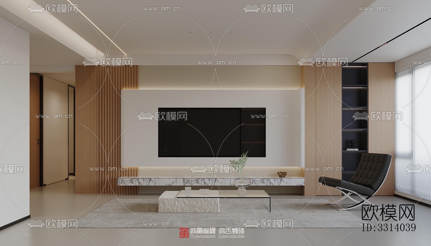 现代客餐厅效果图下载（渲染图2）