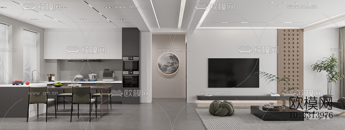 现代客餐厅效果图下载（渲染图5）