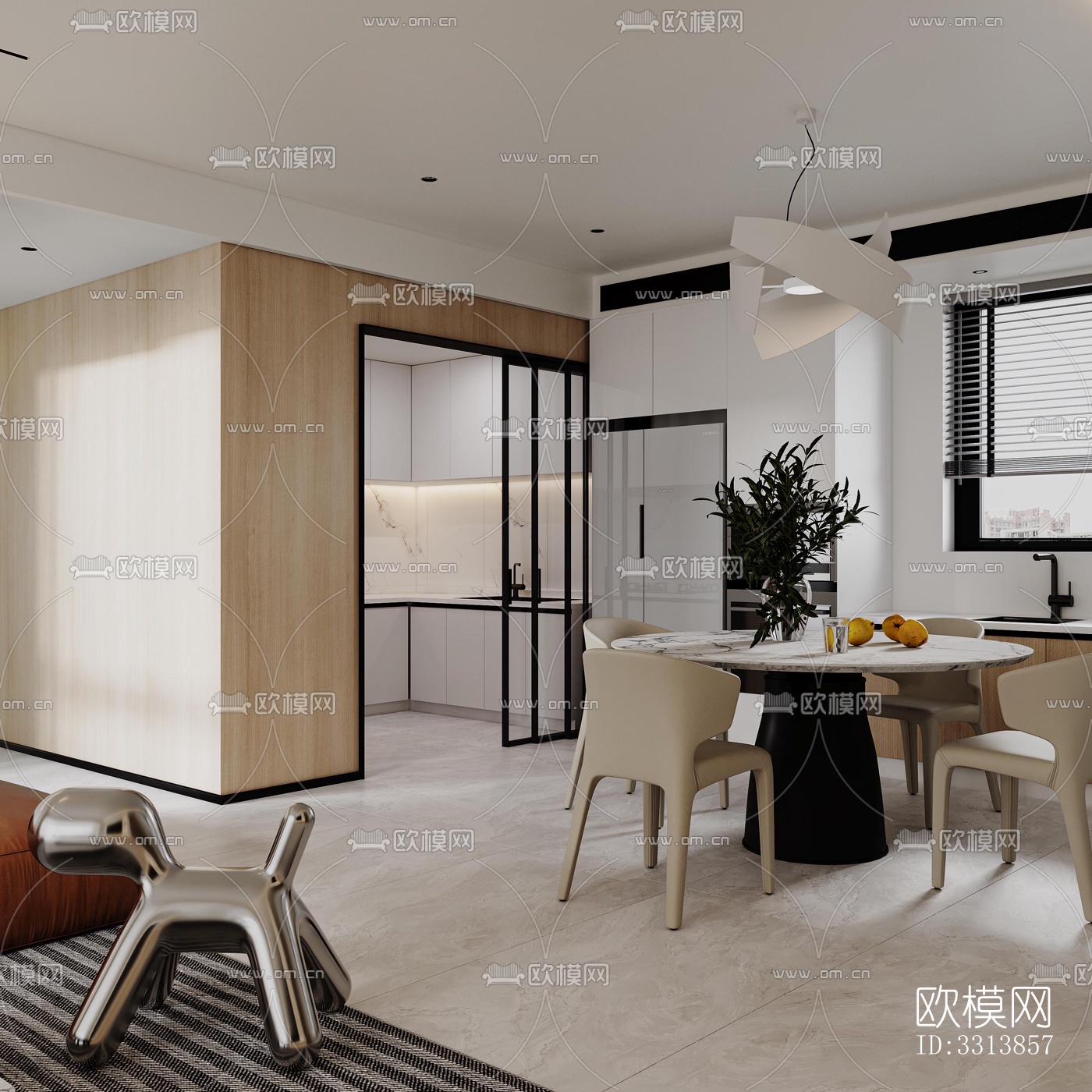 现代客餐厅效果图下载（渲染图11）