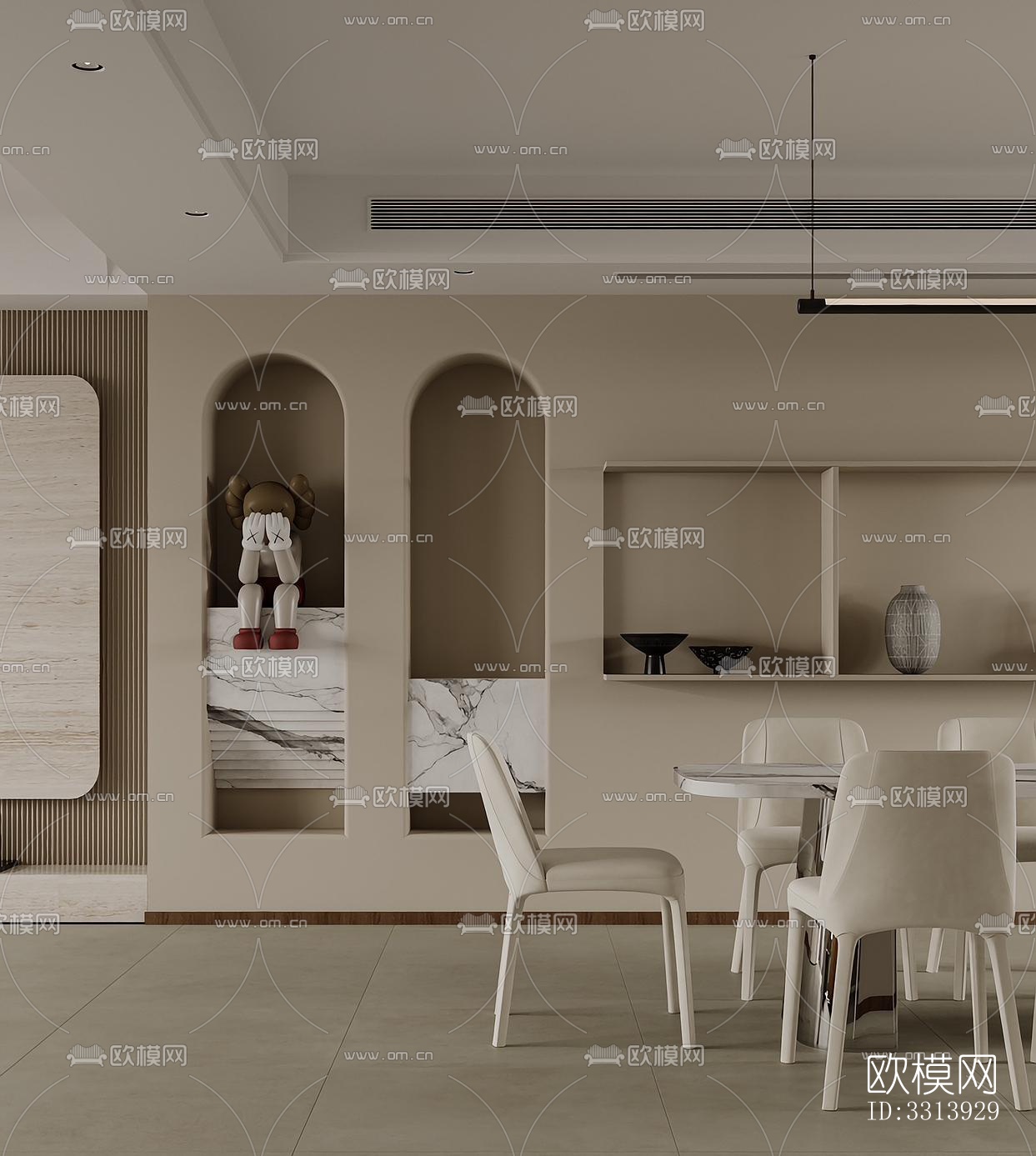 现代客餐厅效果图下载（渲染图4）