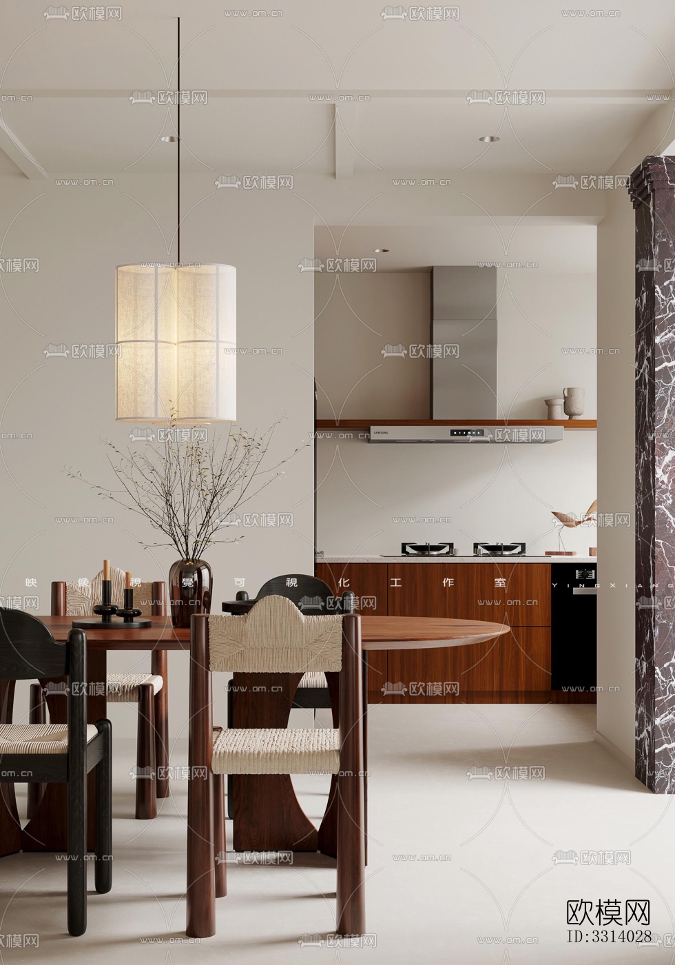现代客餐厅效果图下载（渲染图2）