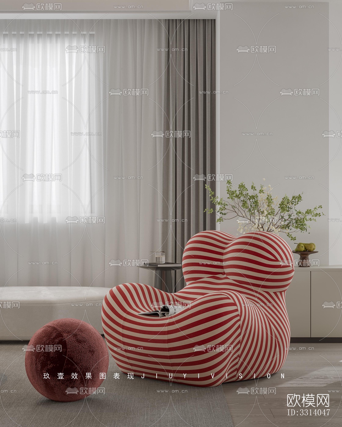 现代客餐厅效果图下载（渲染图1）