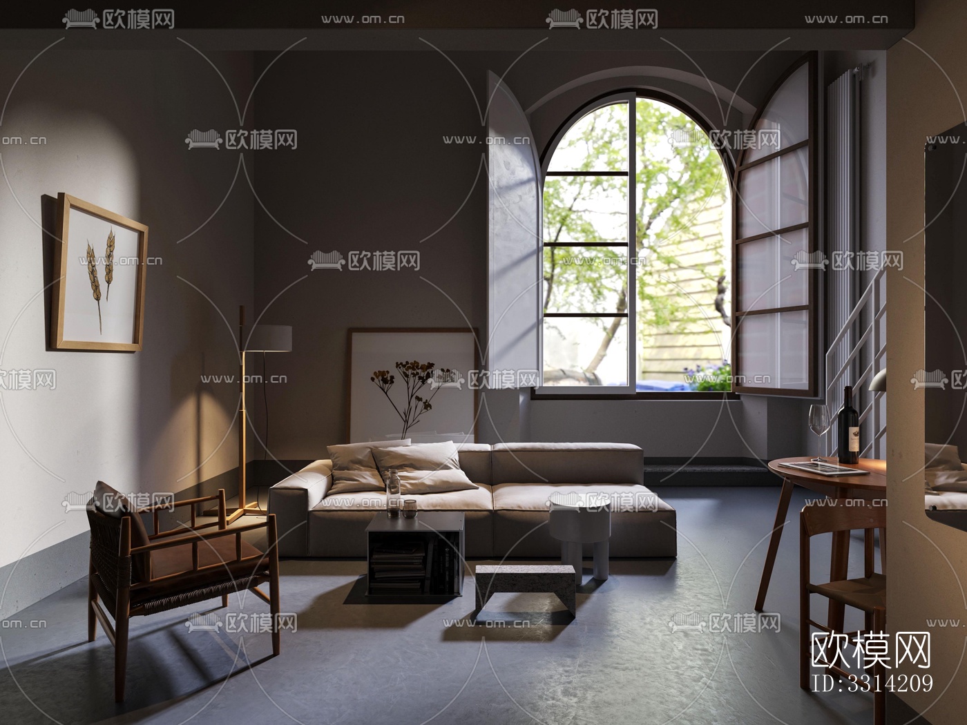 现代客餐厅效果图下载（渲染图5）