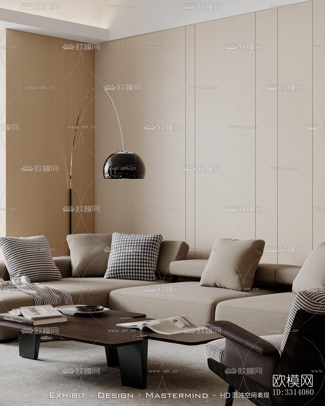 现代客餐厅效果图下载（渲染图2）