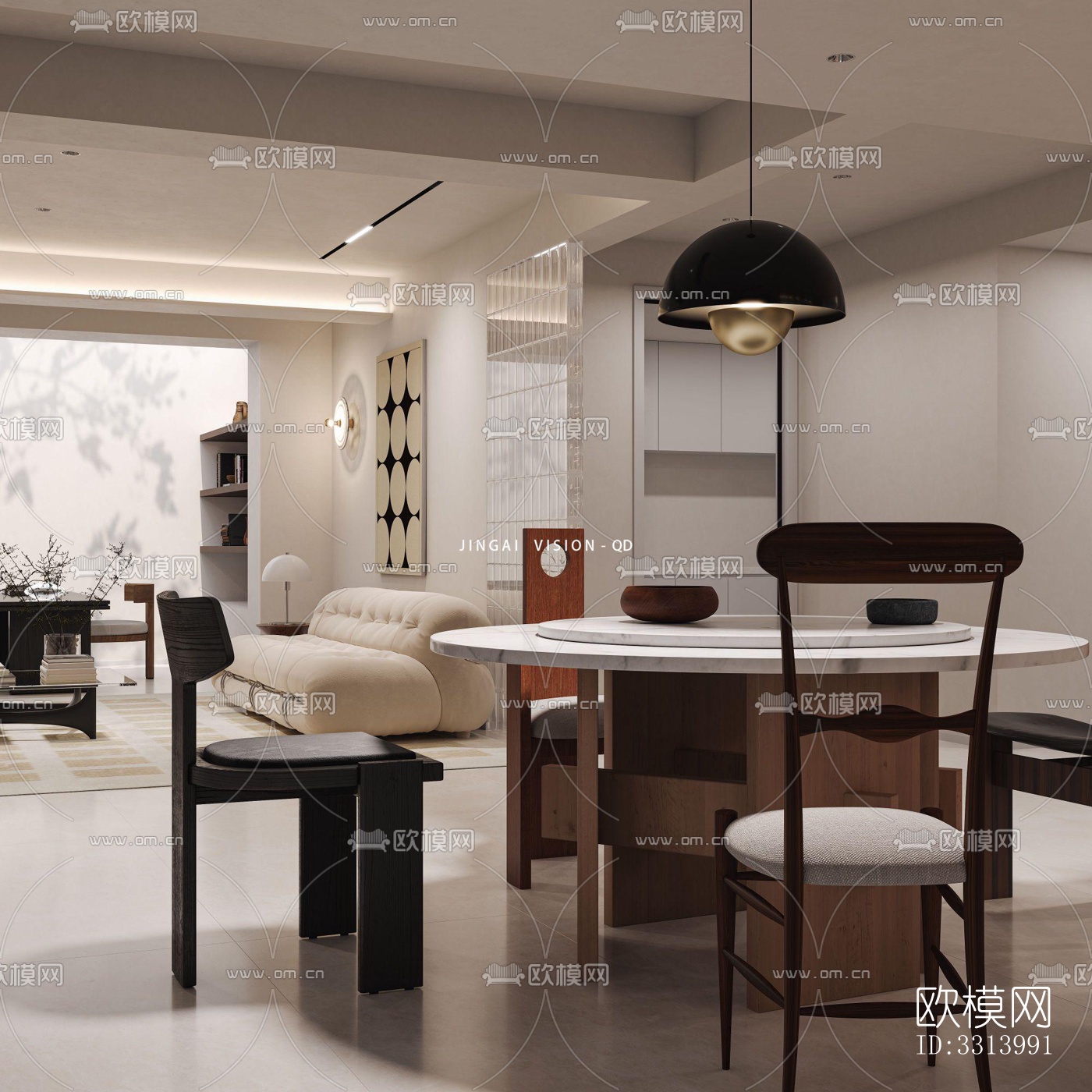 现代客餐厅效果图下载（渲染图5）