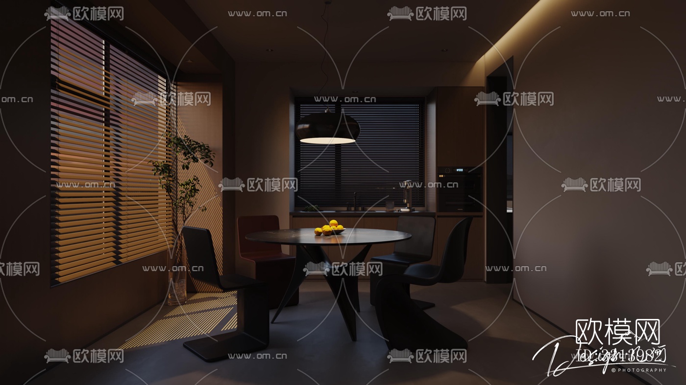 现代客餐厅效果图下载（渲染图12）