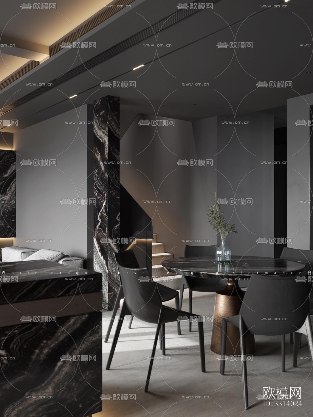 现代客餐厅效果图下载（渲染图5）