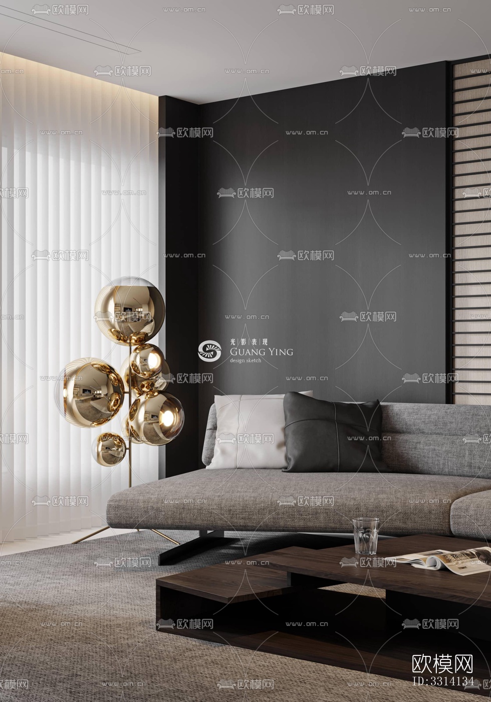 现代客餐厅效果图下载（渲染图8）