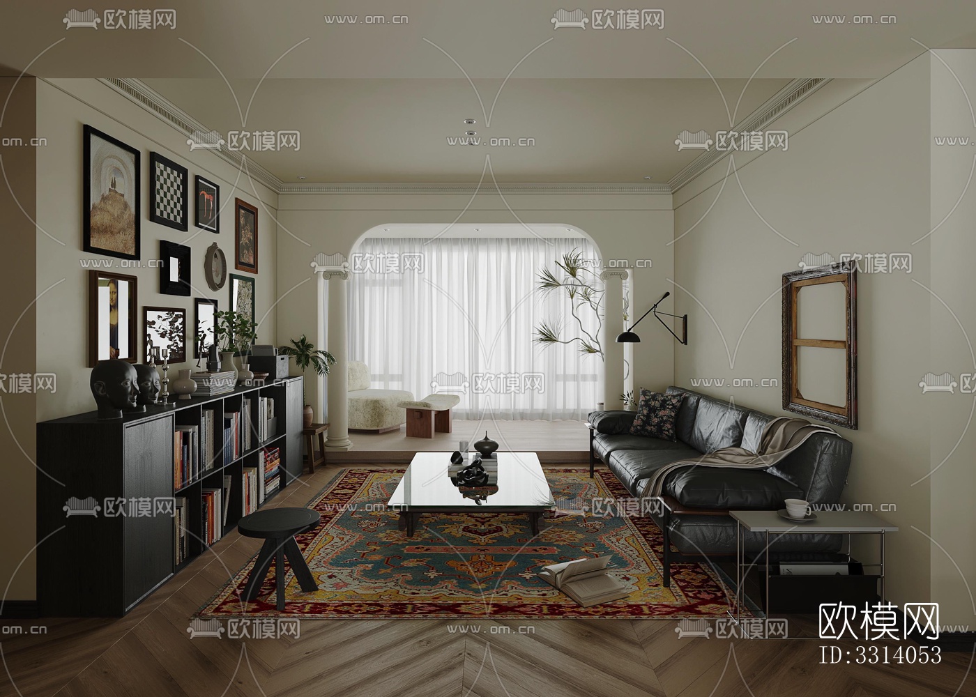 现代客餐厅效果图下载（渲染图1）