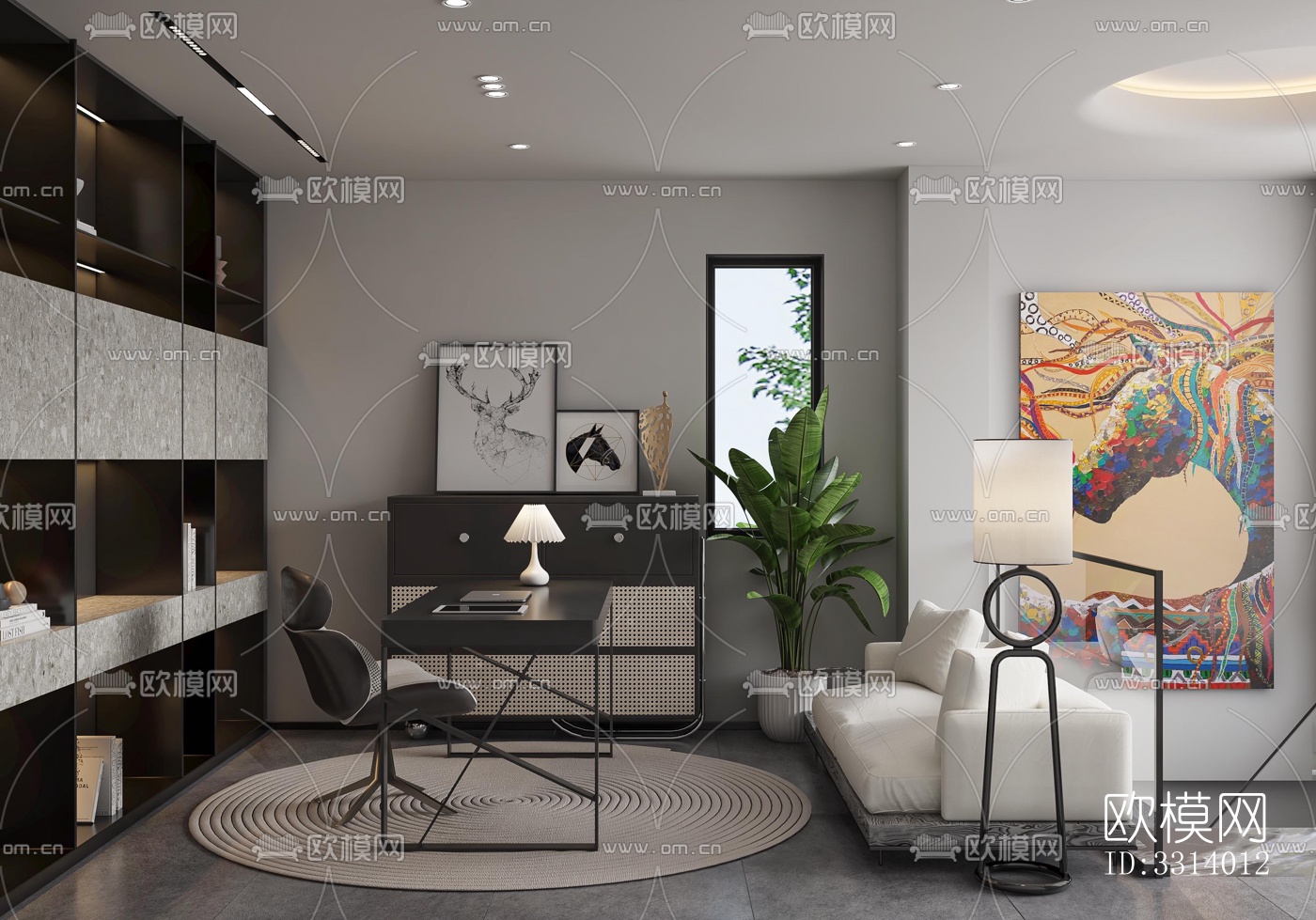 现代客餐厅效果图下载（渲染图5）