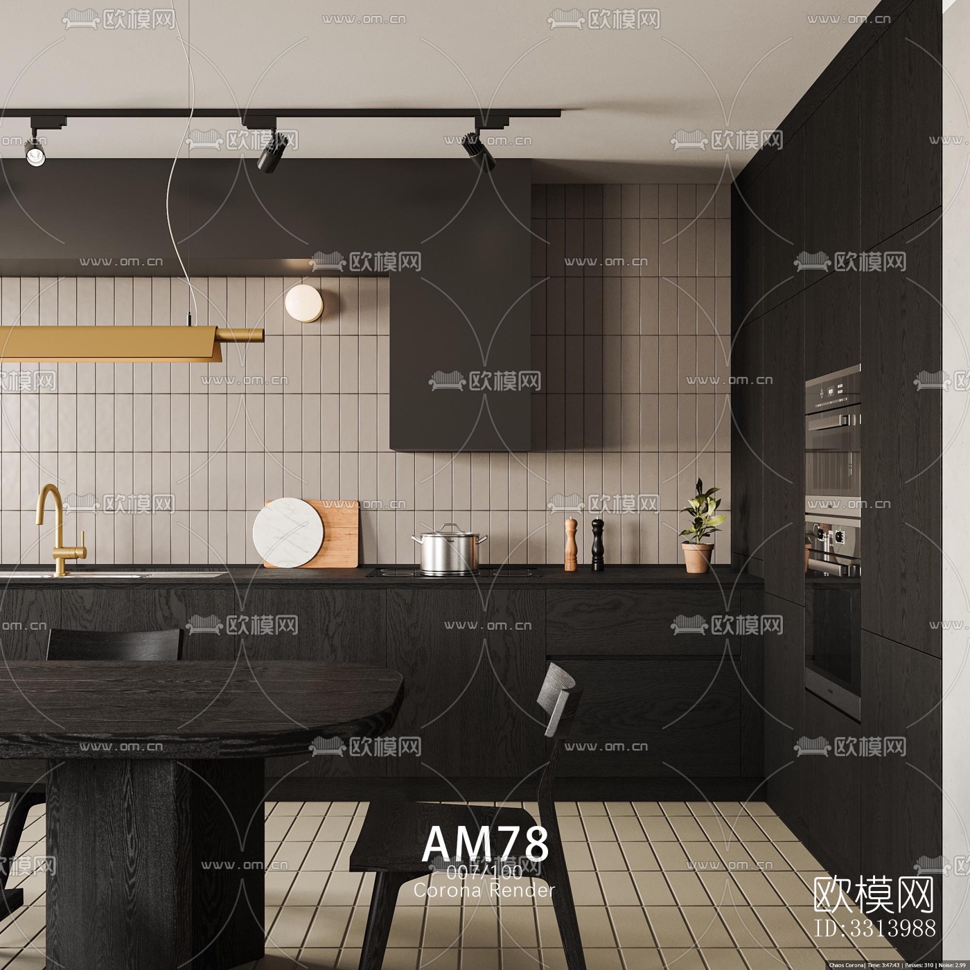 现代客餐厅效果图下载（渲染图16）