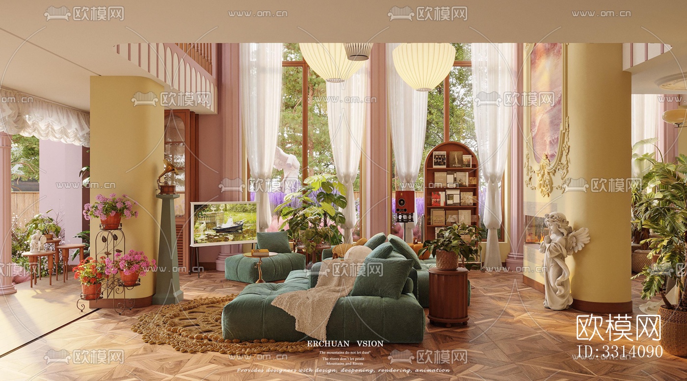 现代客餐厅效果图下载（渲染图14）