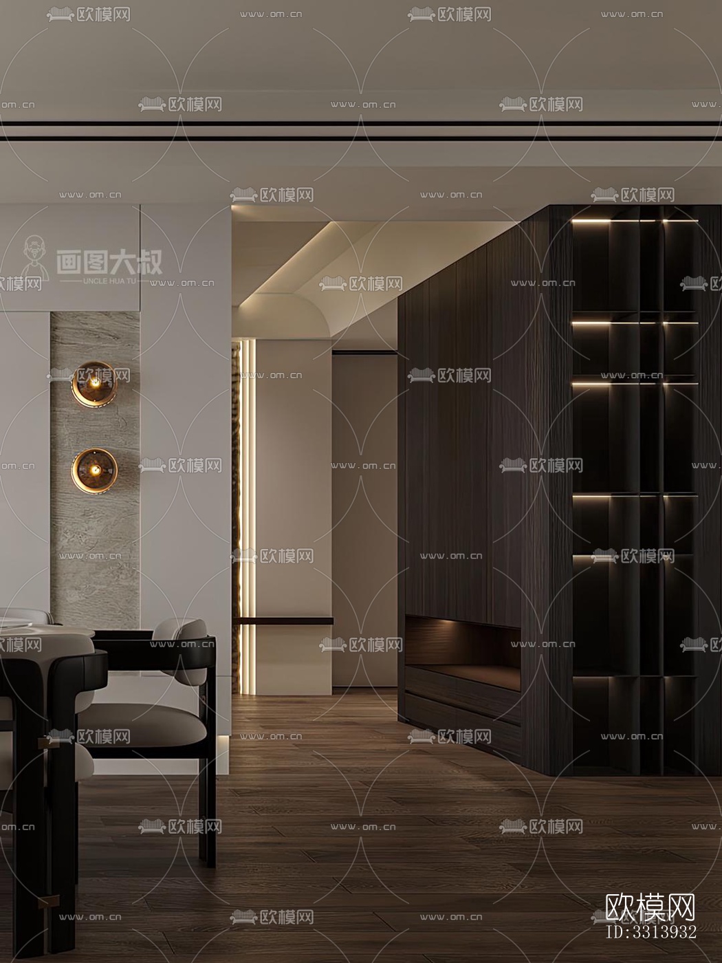 现代客餐厅效果图下载（渲染图2）