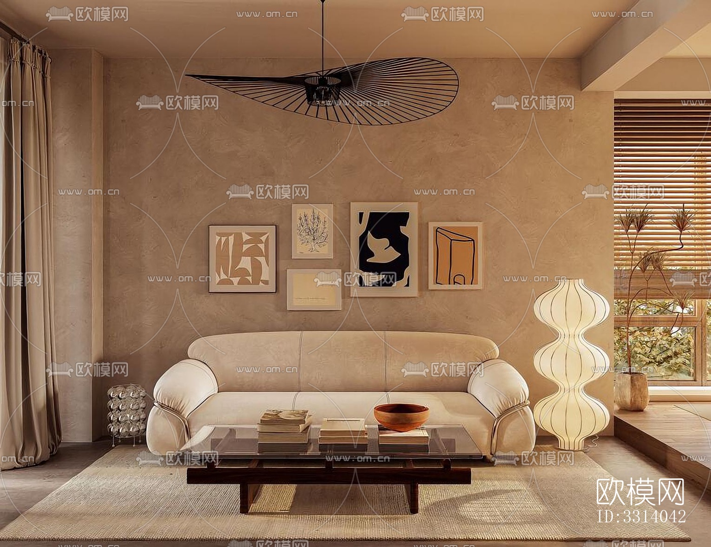 现代客餐厅效果图下载（渲染图5）