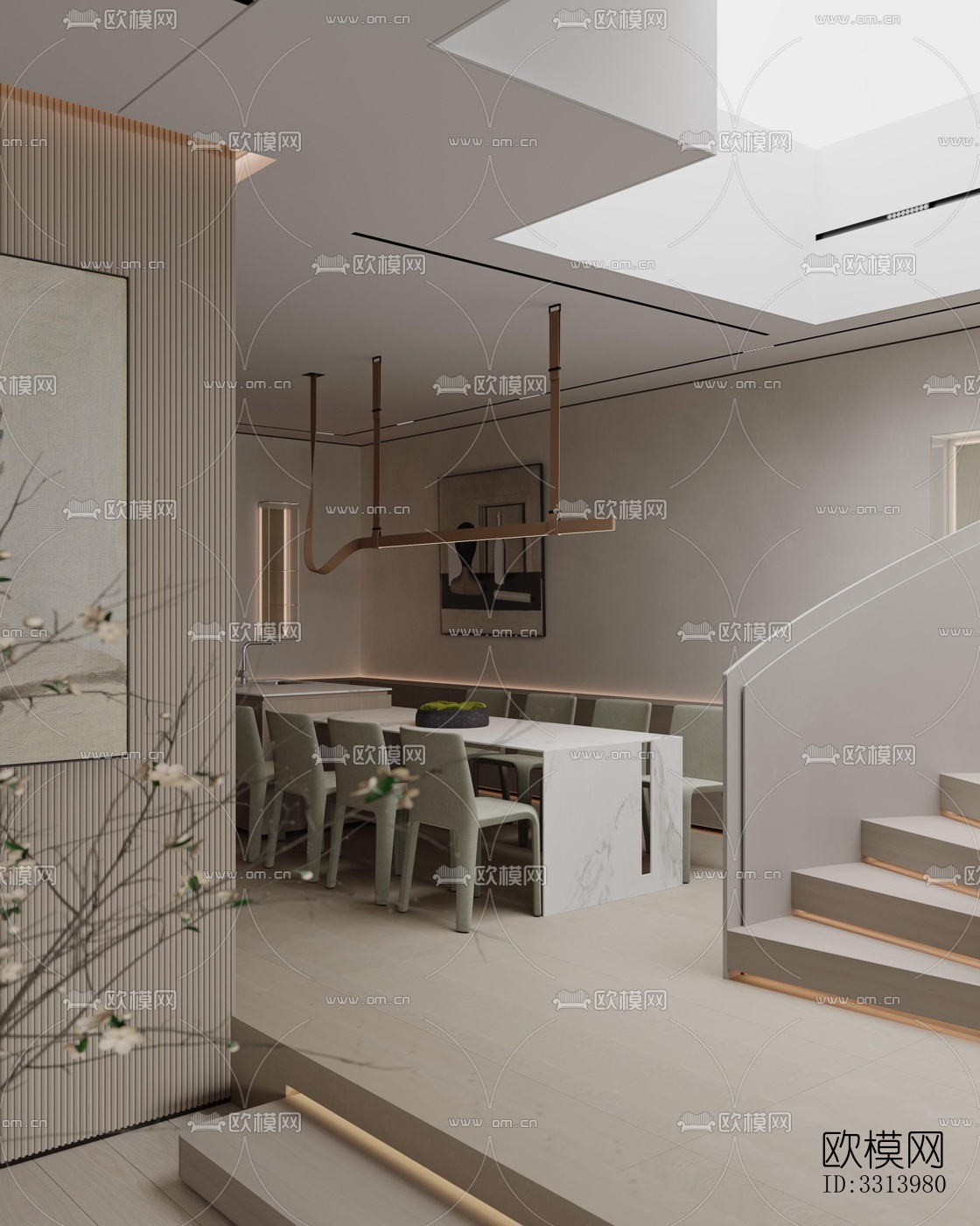 现代客餐厅效果图下载（渲染图10）