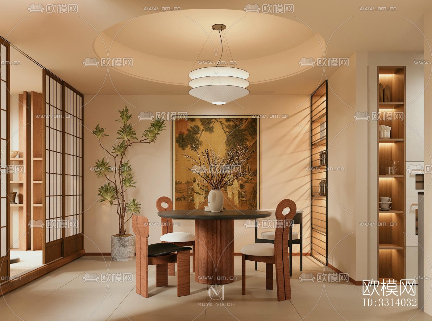 现代客餐厅效果图下载（渲染图2）