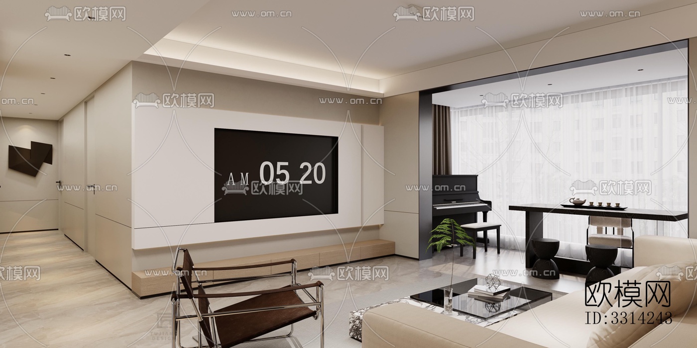 现代客餐厅效果图下载（渲染图4）