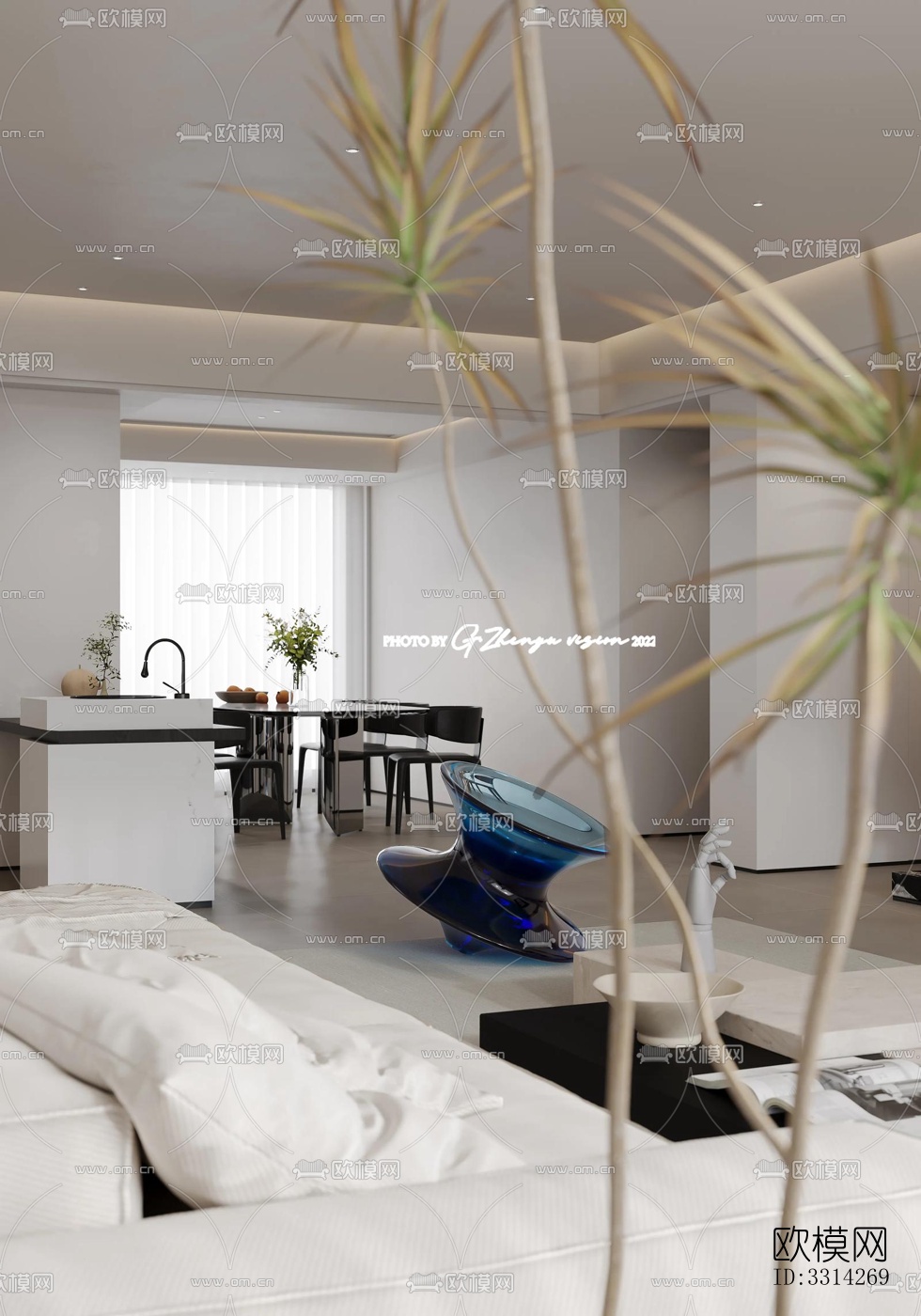 现代客餐厅效果图下载（渲染图7）