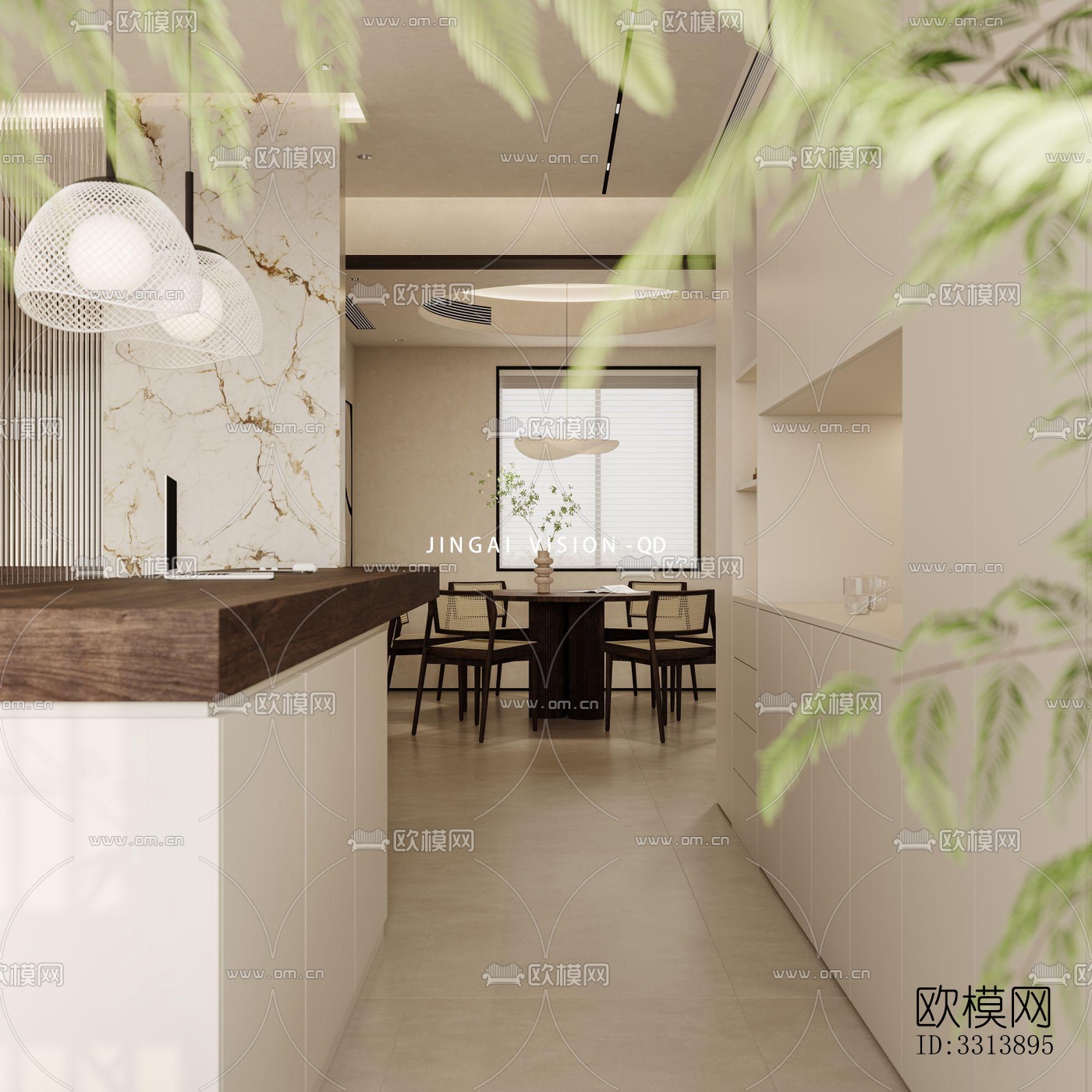 现代客餐厅效果图下载（渲染图8）