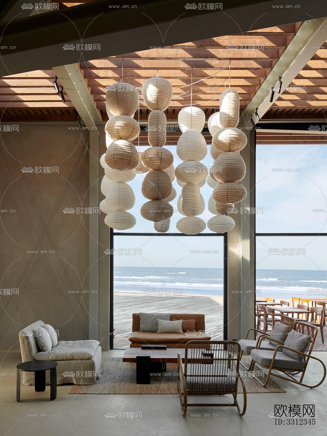 原木风西餐厅效果图下载（渲染图12）