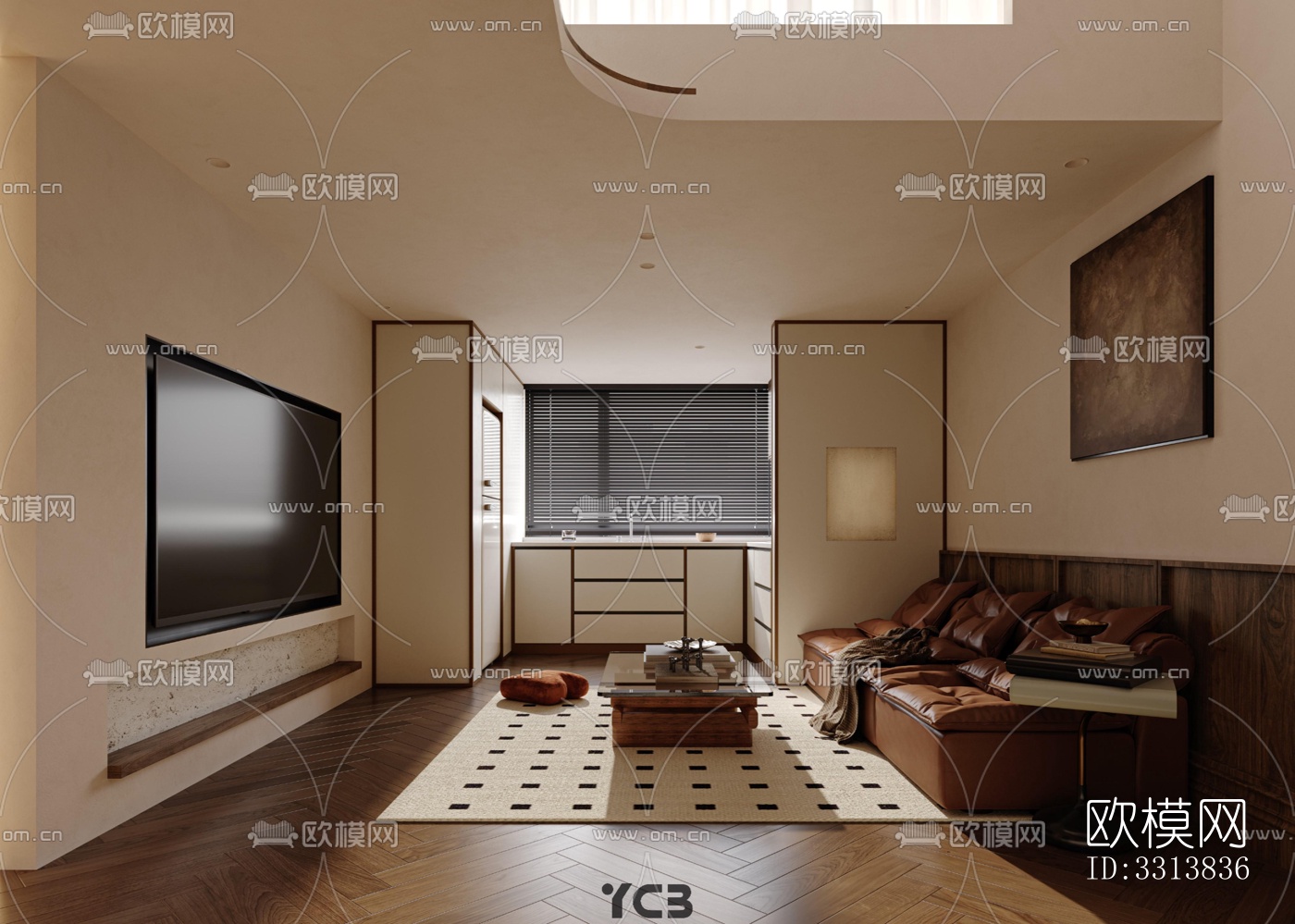 现代客餐厅效果图下载（渲染图2）