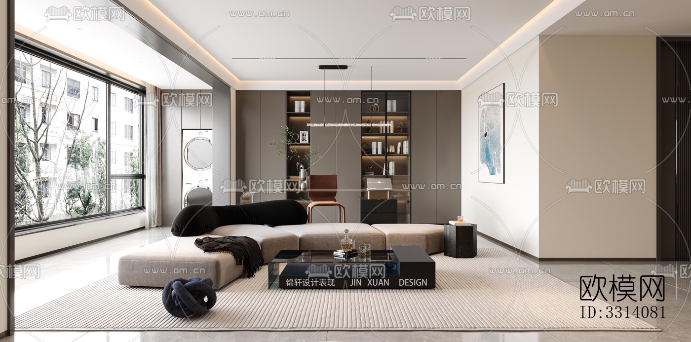 现代客餐厅效果图下载（渲染图6）