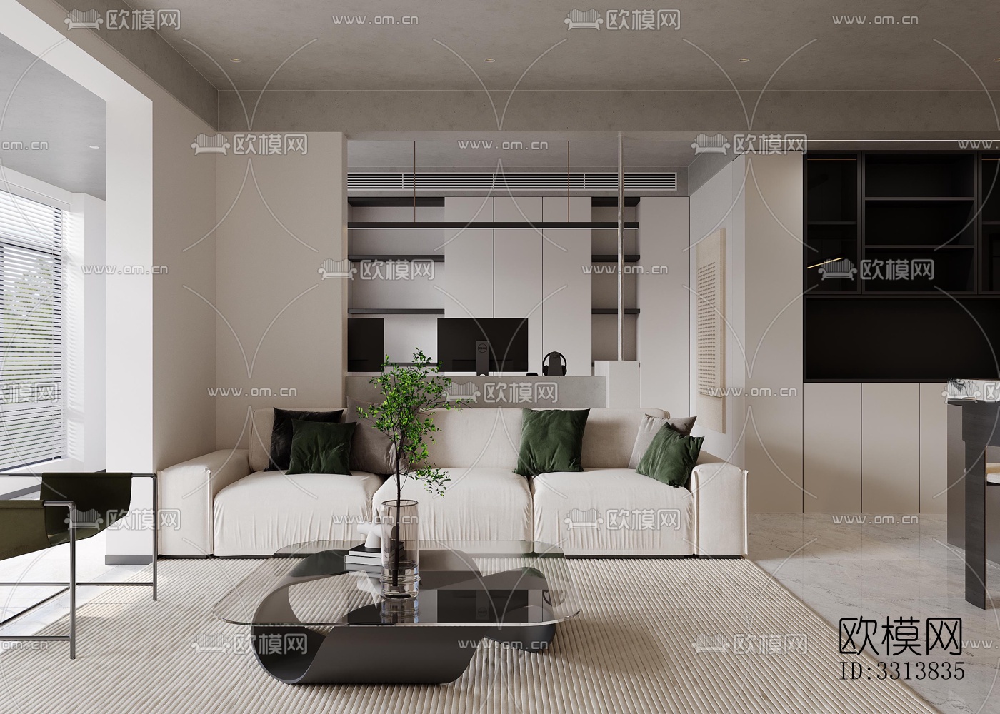 现代客餐厅效果图下载（渲染图1）