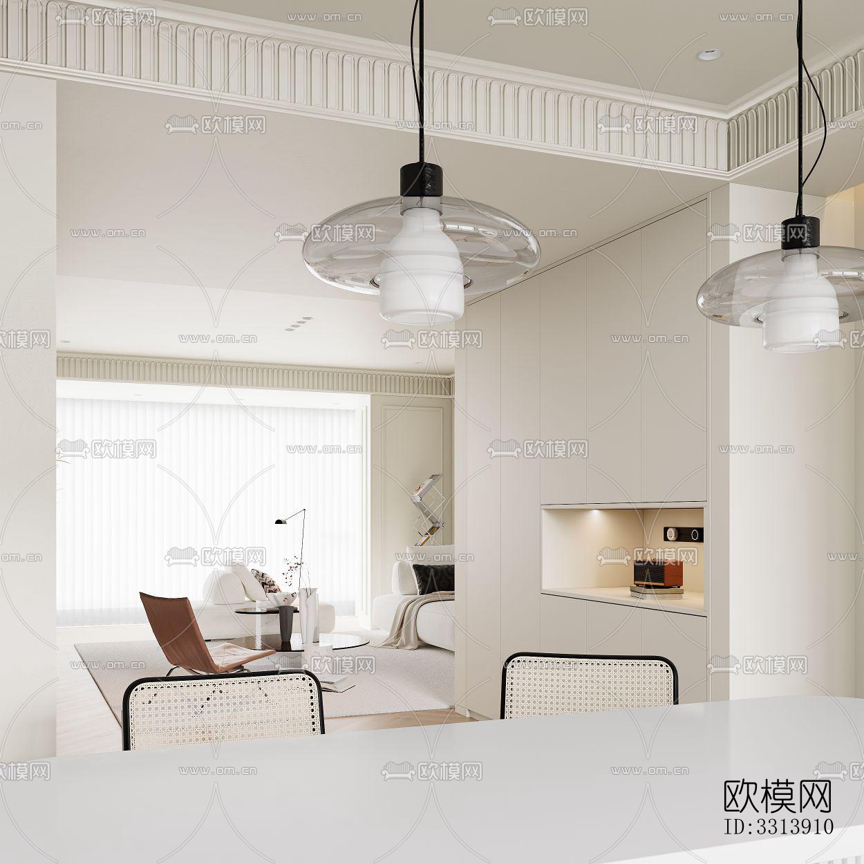 现代客餐厅效果图下载（渲染图7）