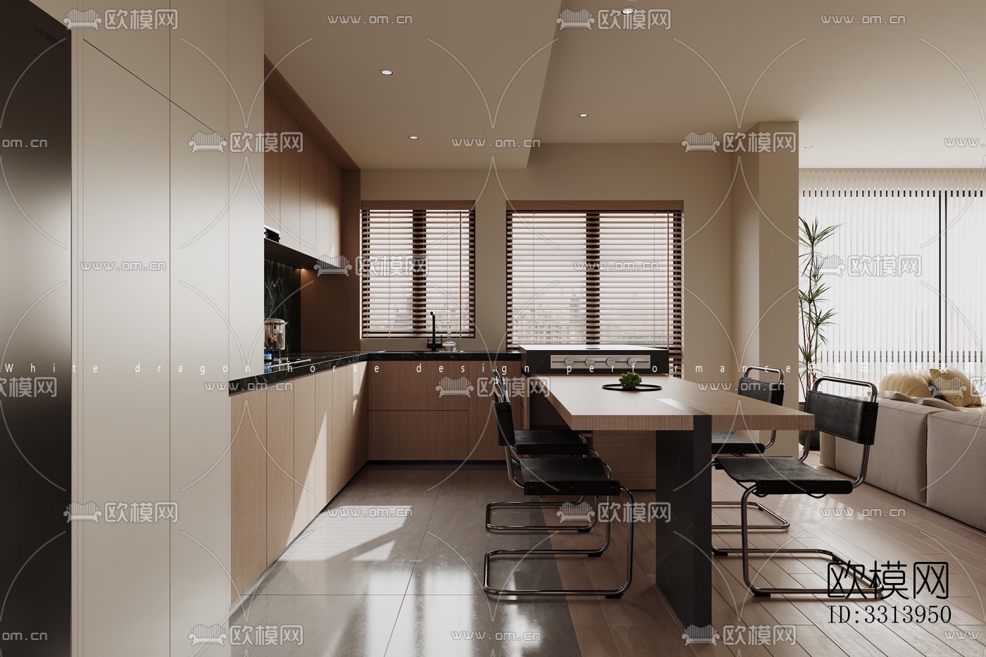 现代客餐厅效果图下载（渲染图1）