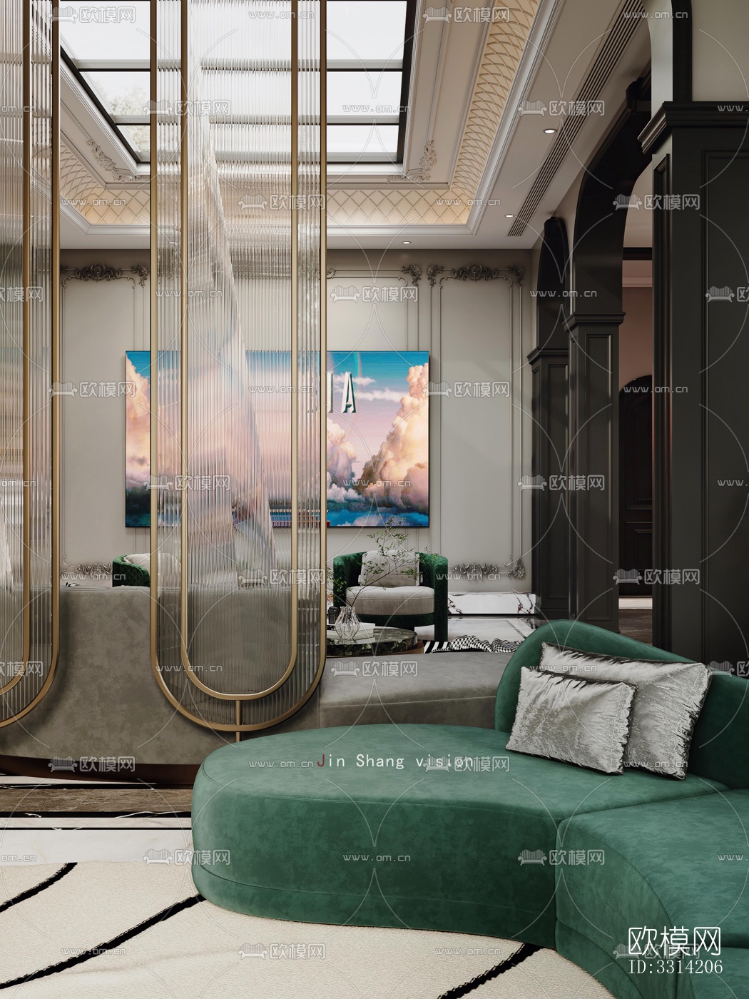 现代客餐厅效果图下载（渲染图11）