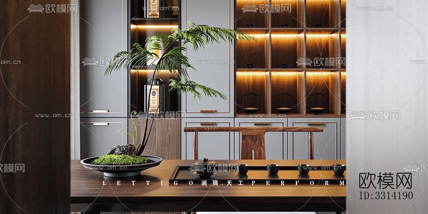 现代客餐厅效果图下载（渲染图7）