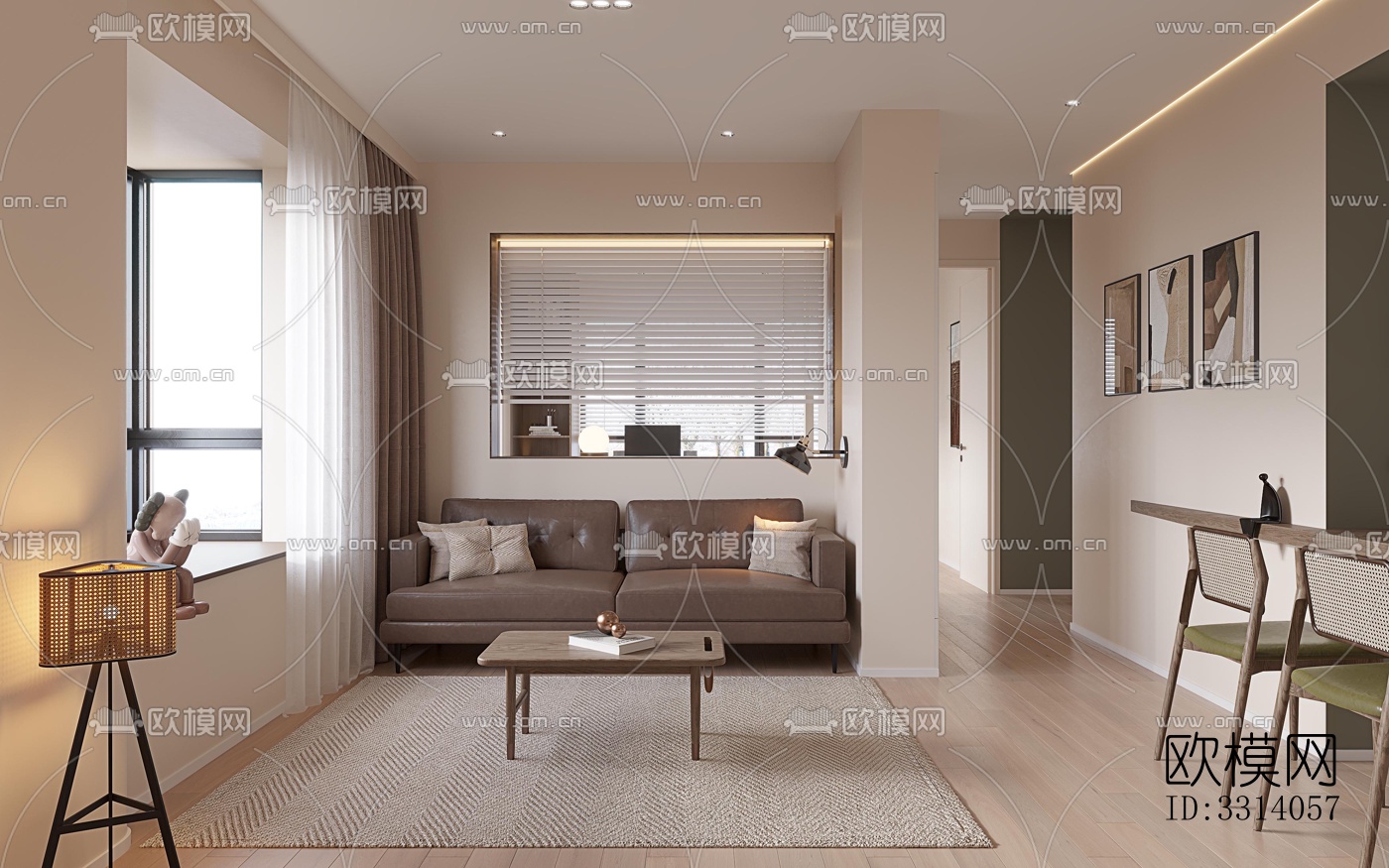 现代客餐厅效果图下载（渲染图3）