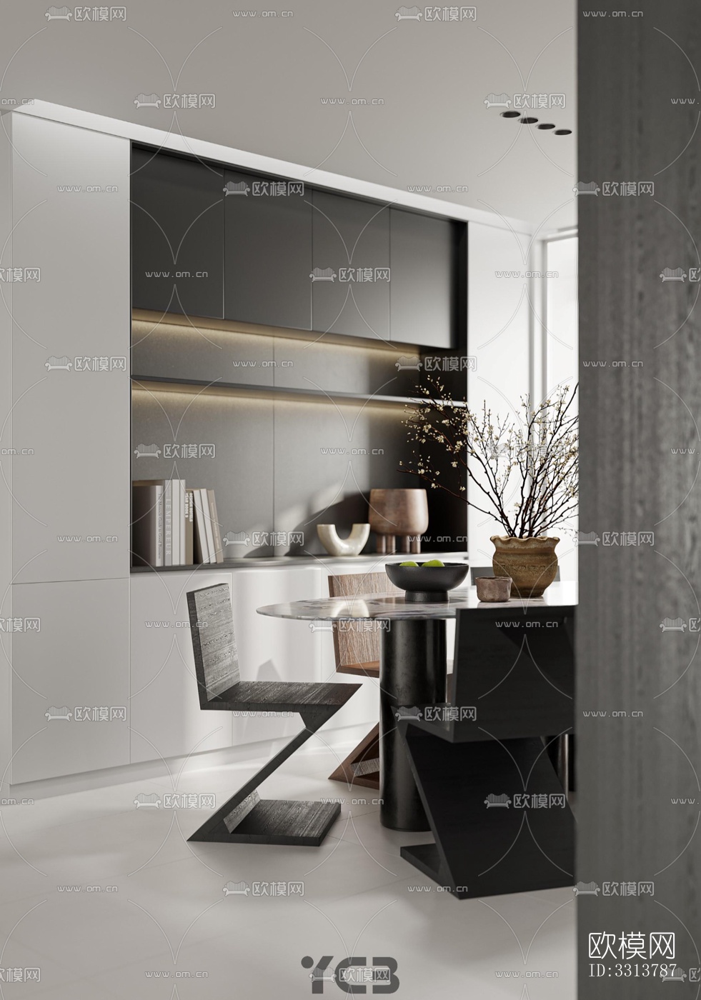 现代客餐厅效果图下载（渲染图4）