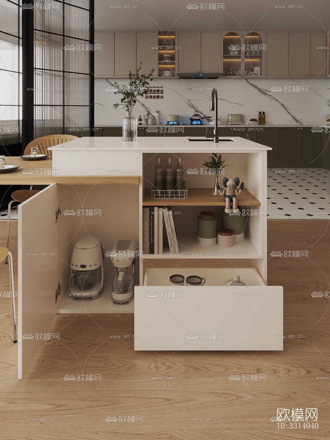 现代客餐厅效果图下载（渲染图9）