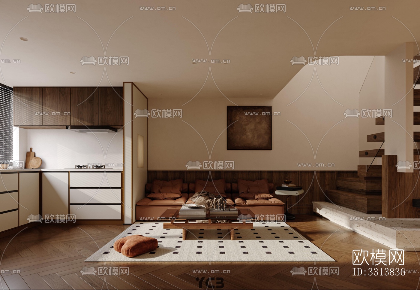 现代客餐厅效果图下载（渲染图4）