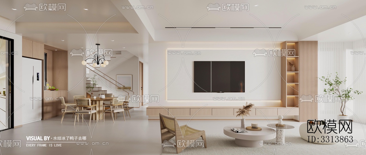 现代客餐厅效果图下载（渲染图2）