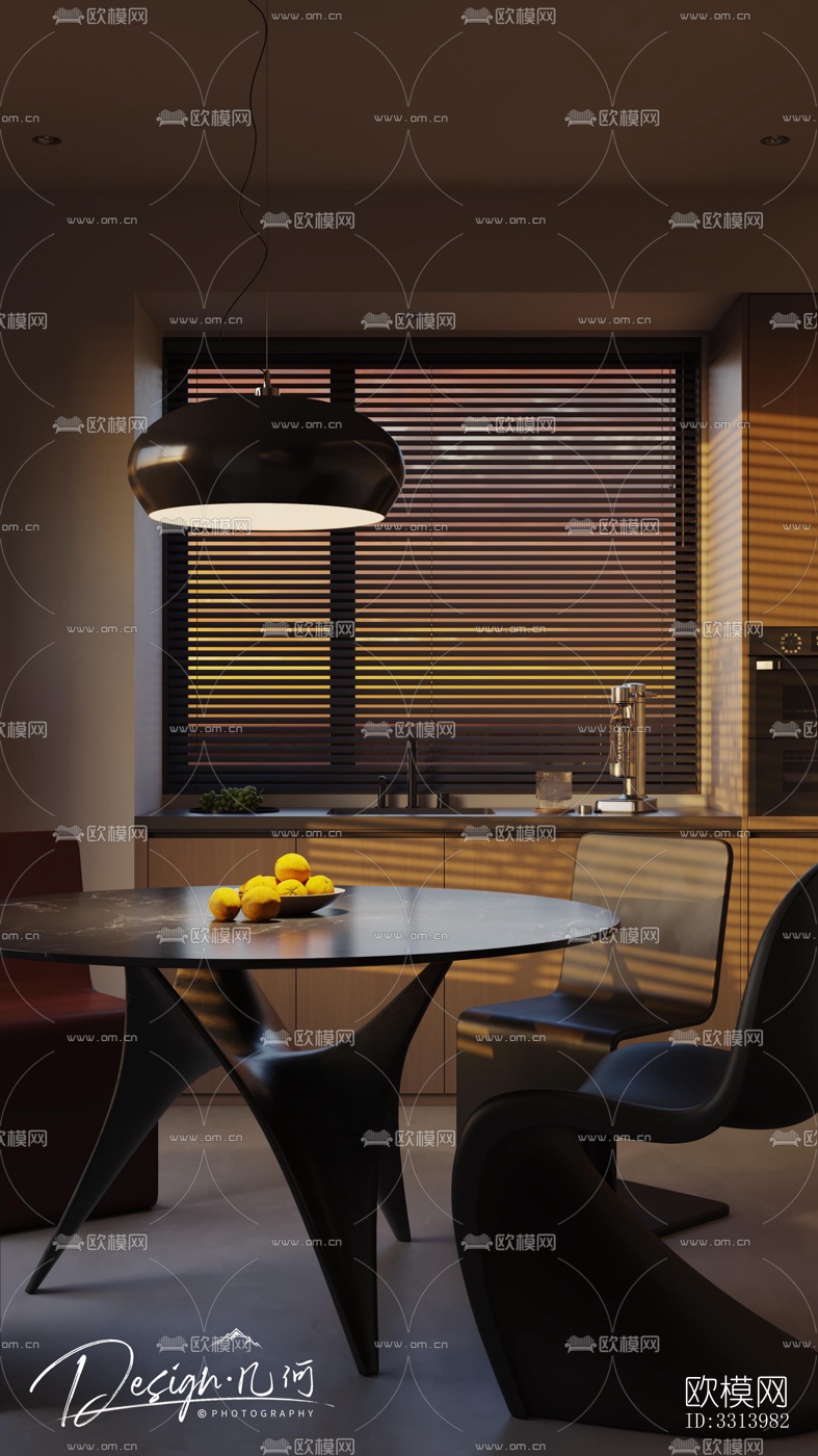 现代客餐厅效果图下载（渲染图3）