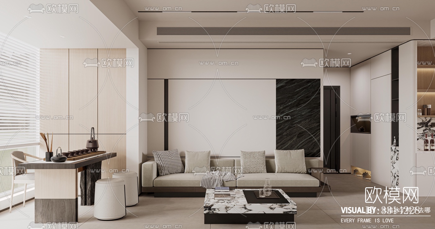 现代客餐厅效果图下载（渲染图2）