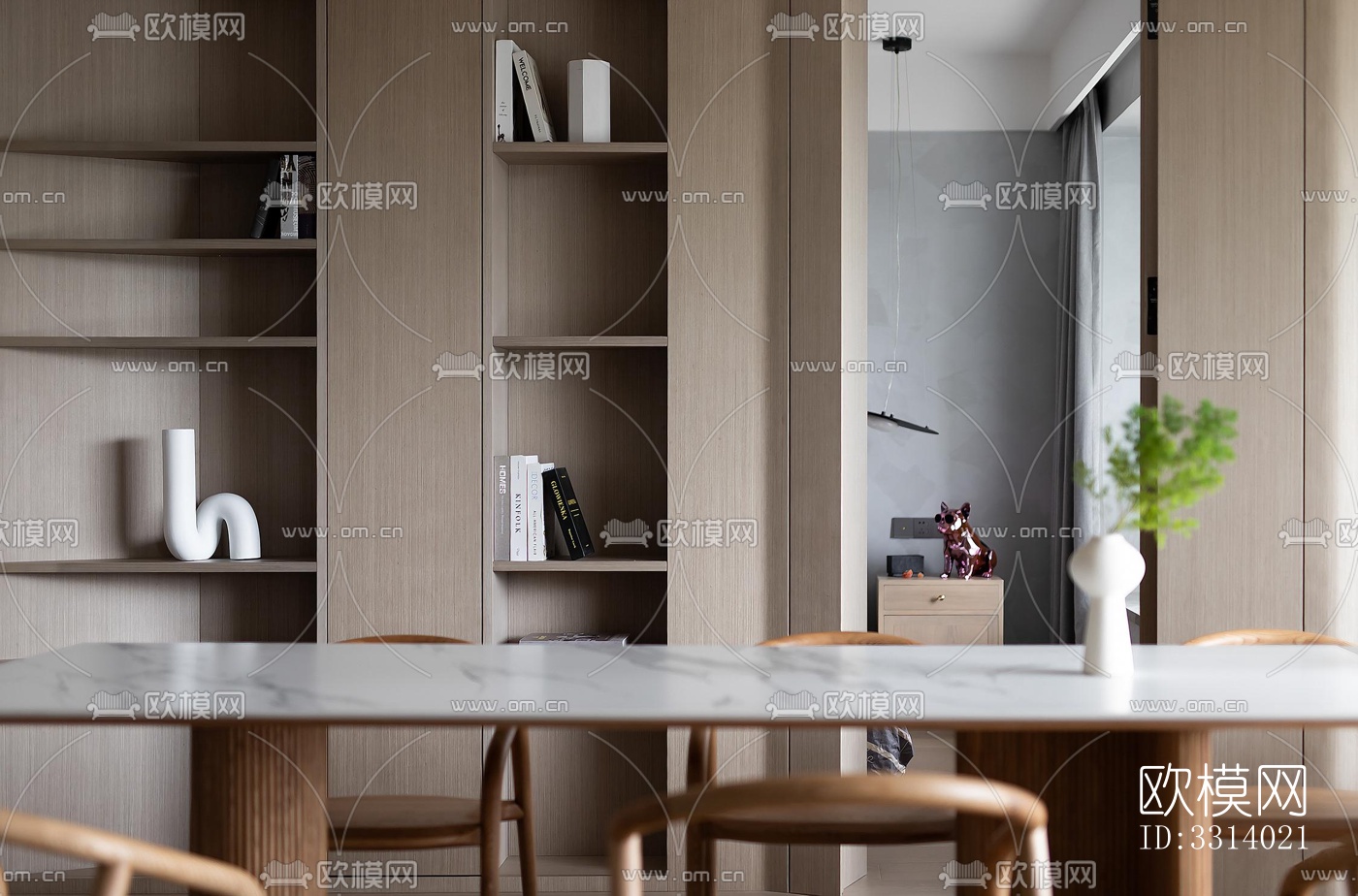 现代客餐厅效果图下载（渲染图7）