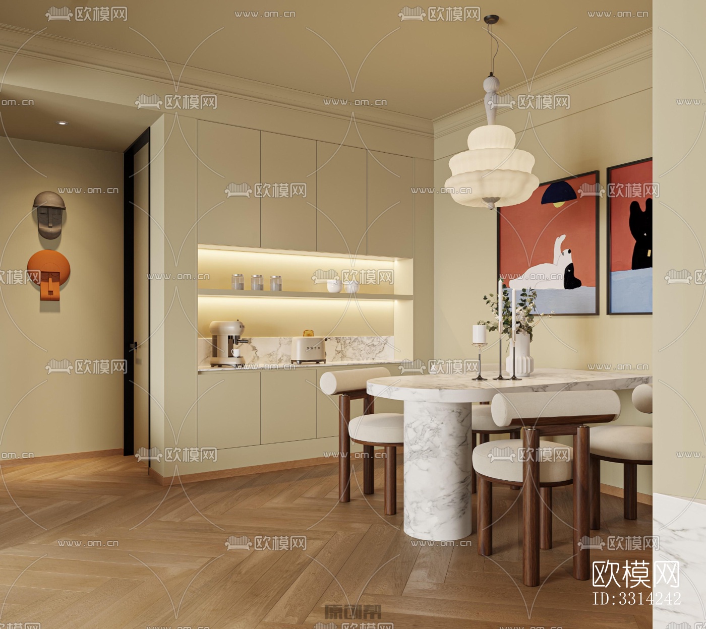 现代客餐厅效果图下载（渲染图10）